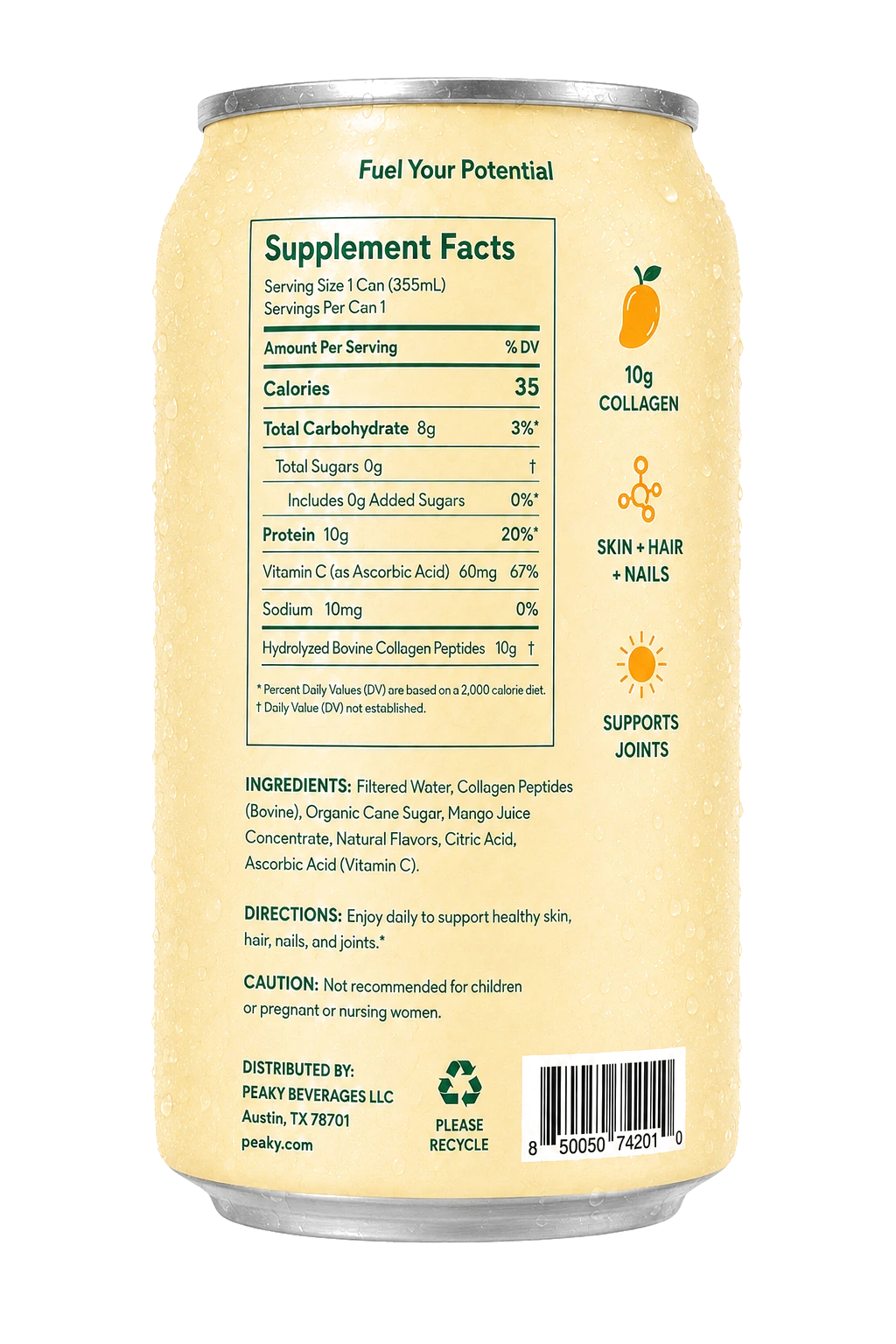 PEAKY Collagen Support informations nutritionnelles