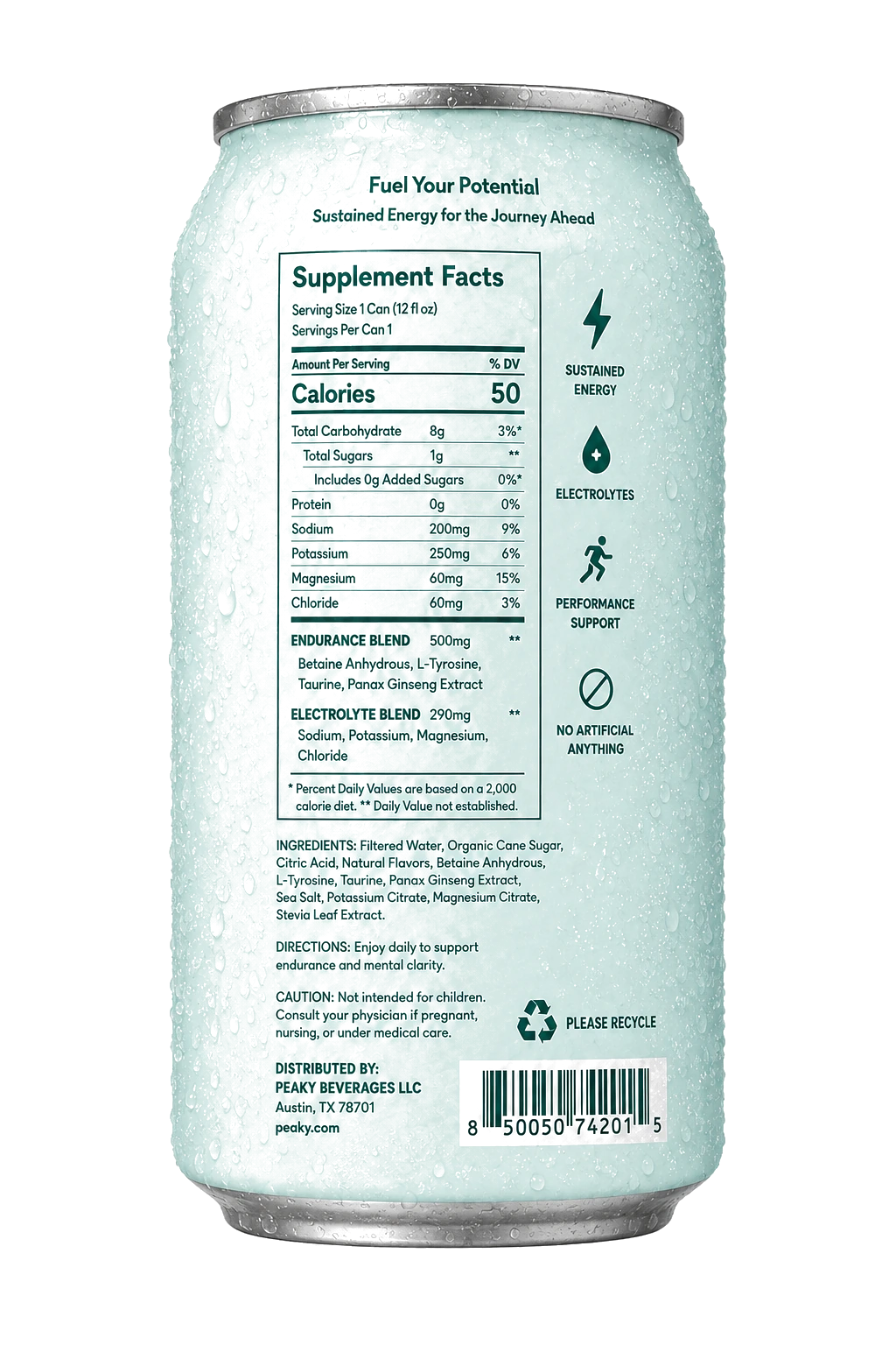 PEAKY Endurance Fuel informations nutritionnelles