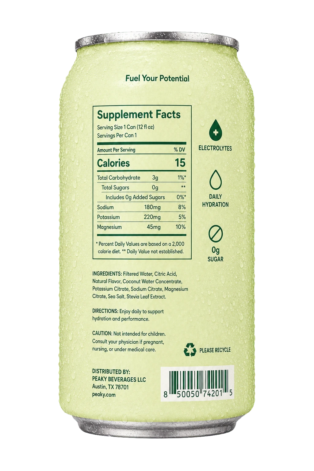 PEAKY Hydration Boost informations nutritionnelles