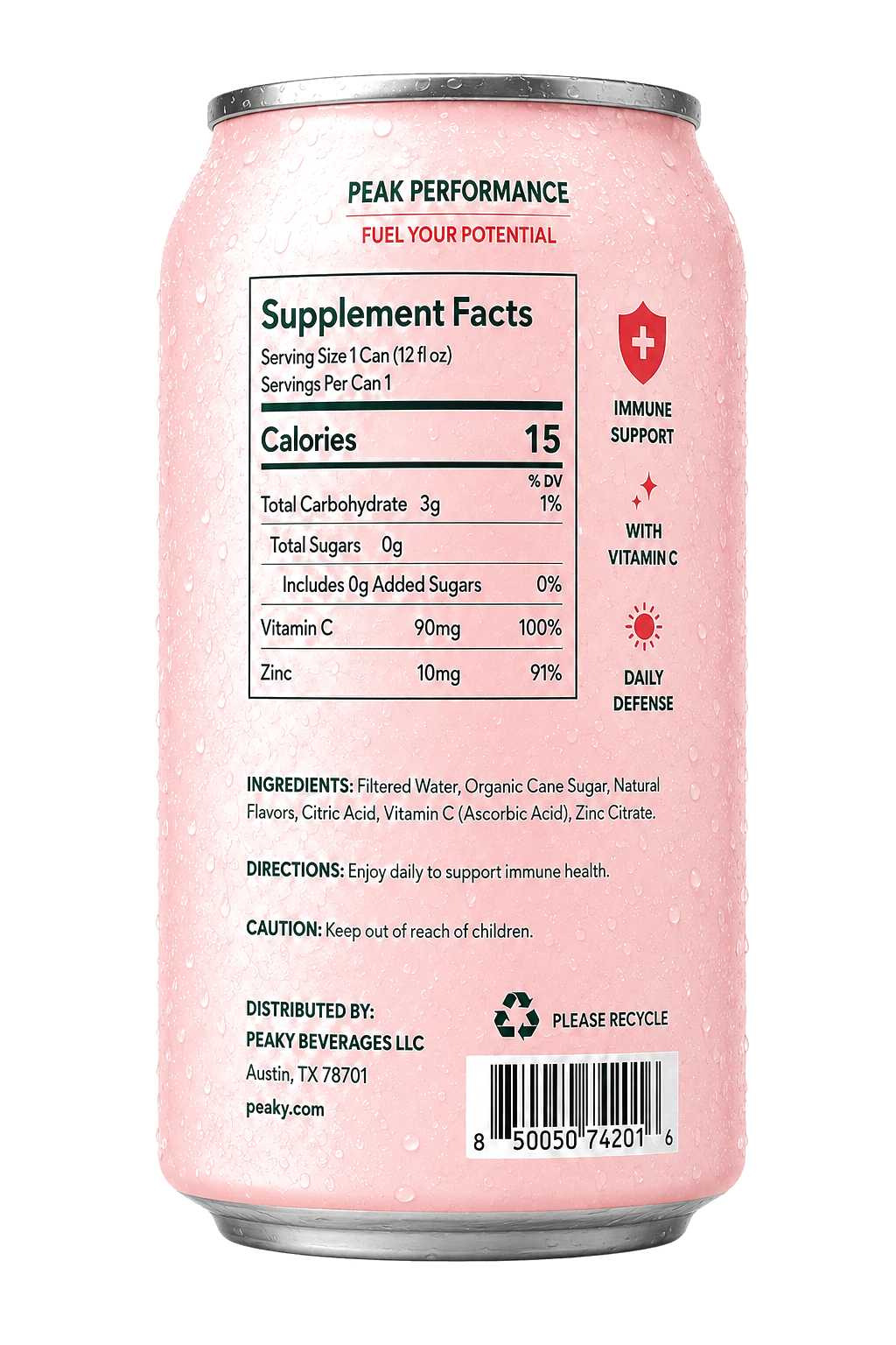 PEAKY Immune Support informations nutritionnelles